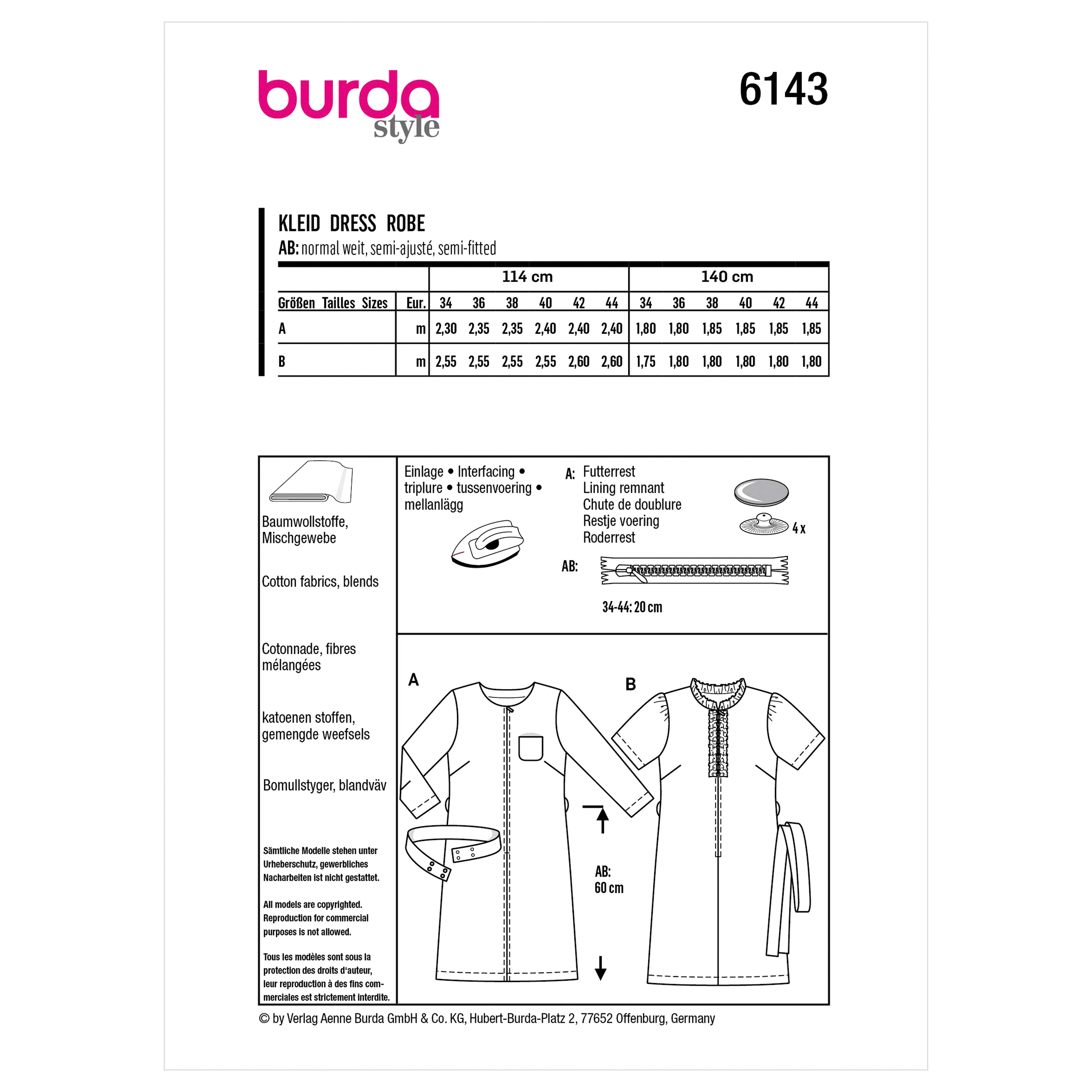 Burda Sewing Pattern 6143 Dress