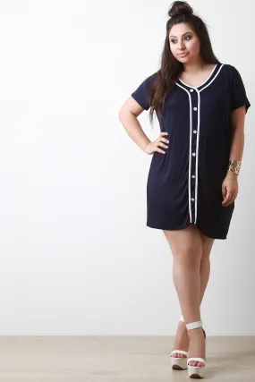 Button Up Sporty Tee Shirt Dress