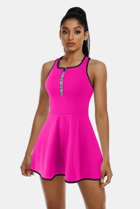 Clearance | Tennis Dress Workout Dress with Shorts and Built-in Bra Sleeveless Athletic Racerback Magenta Golf Dress