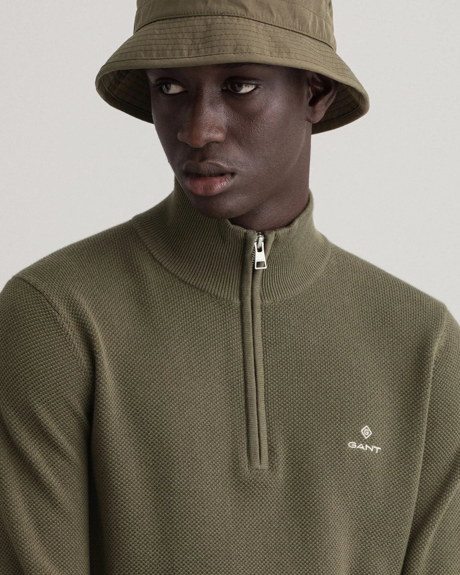 Cotton Pique Half Zip - Racing Green