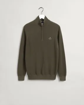 Cotton Pique Half Zip - Racing Green