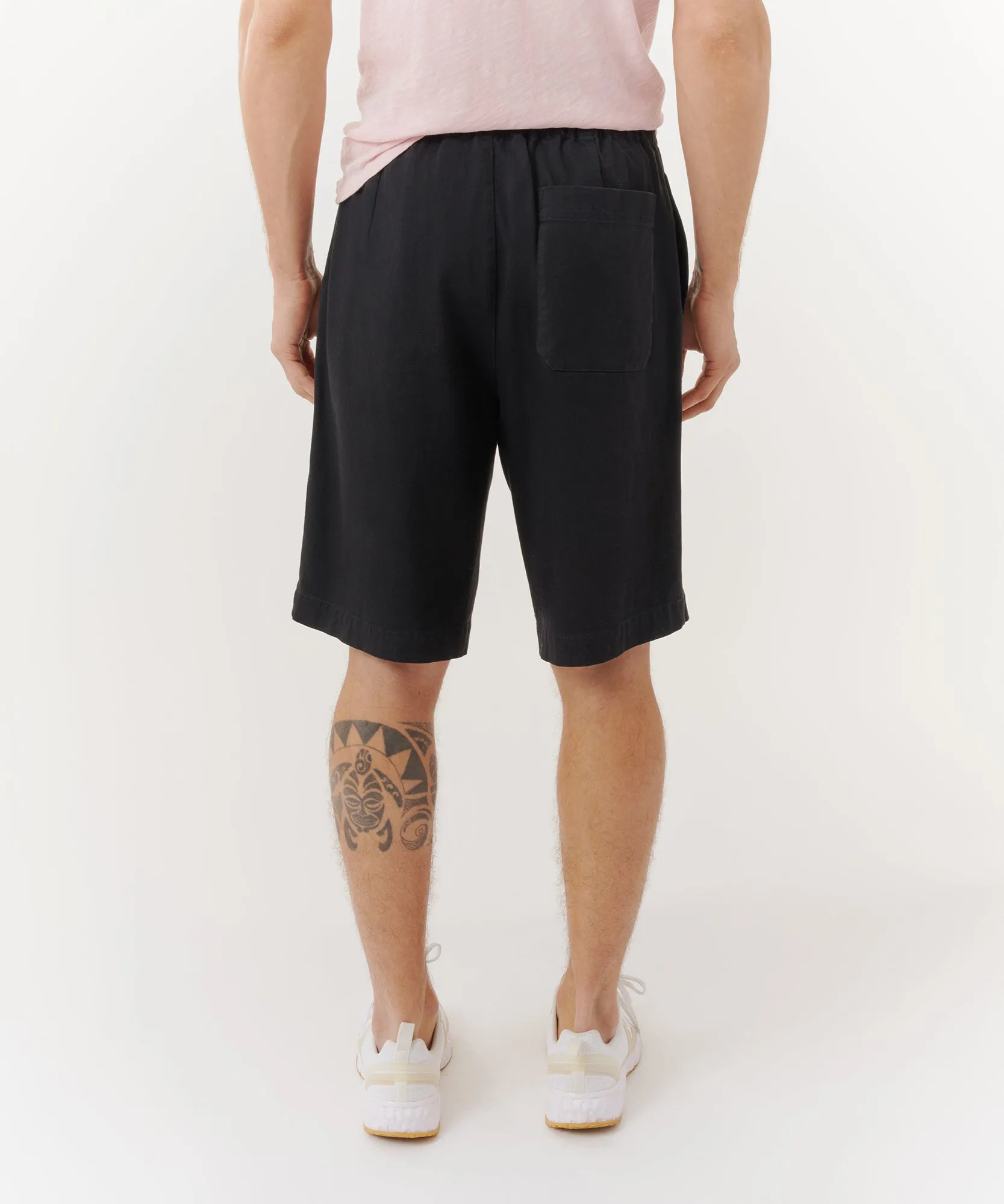 Cotton Twill Pull-On Shorts - Black