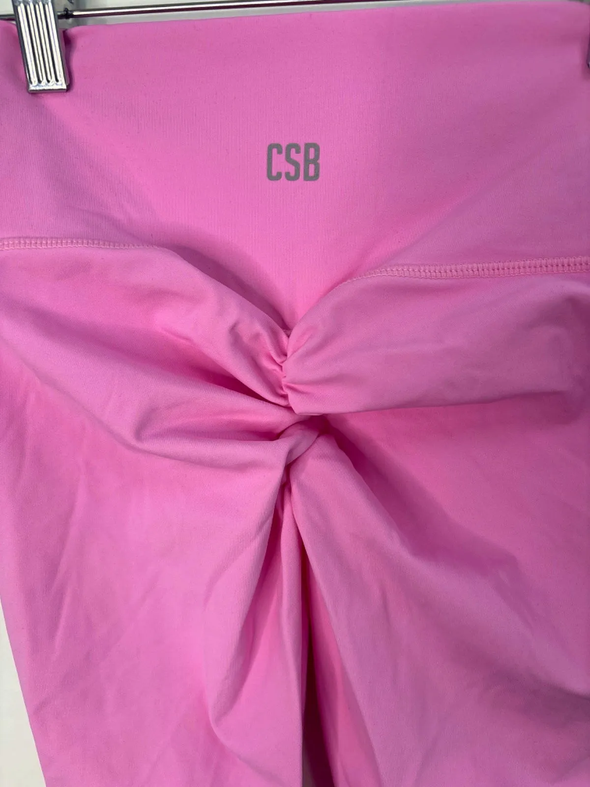 CSB Pink High-Waist Ruched Leggings Small