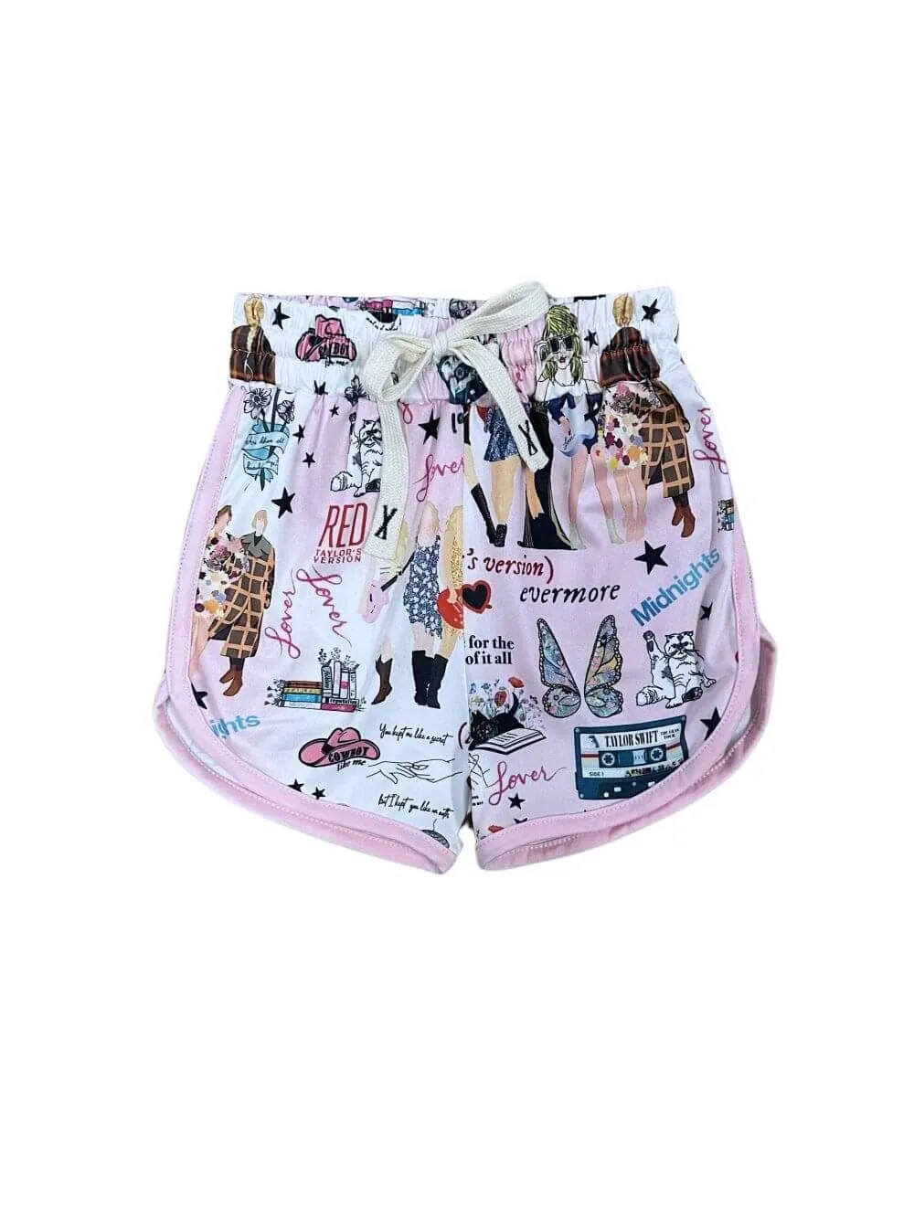 Eras Pink Trim Sporty Girls Shorts