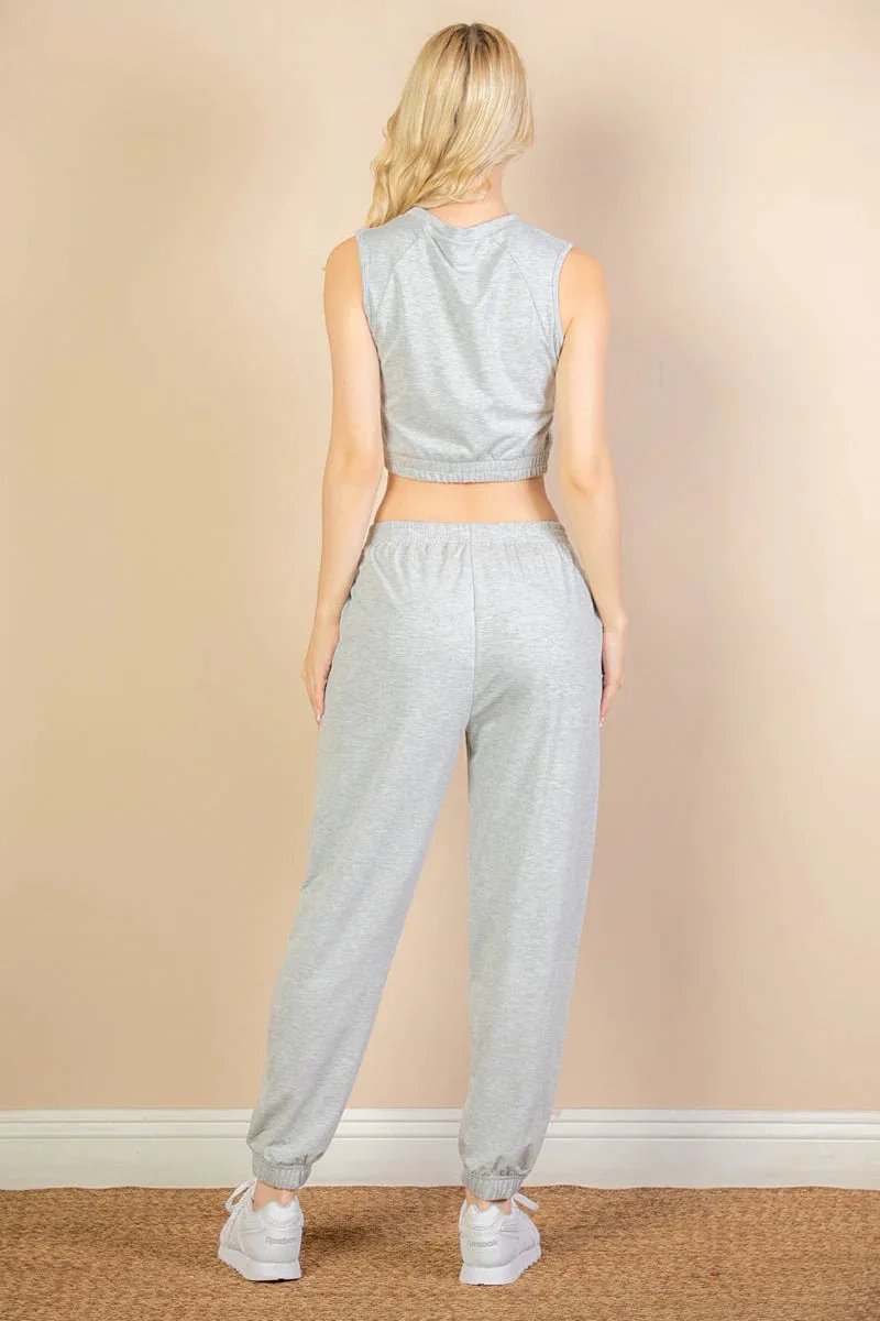 French Terry Elastic Waist Tank Top & Joggers Set (CAPELLA)