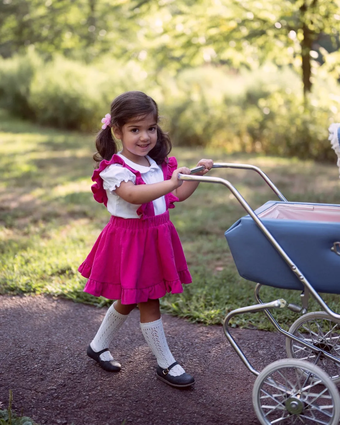 Hot Pink Corduroy Pinafore Skirt Baby Toddler Girls