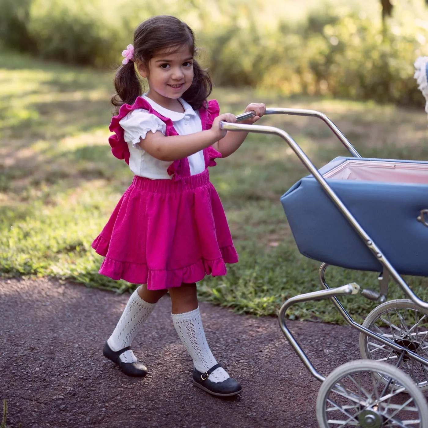 Hot Pink Corduroy Pinafore Skirt Baby Toddler Girls