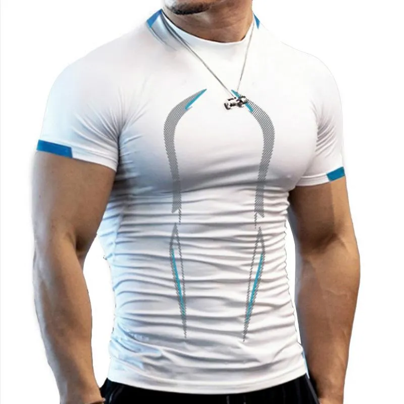 Jinquedai Summer Gym Shirt Sport T Shirt Men Quick Drying Running Shirt Men Workout Training Tees Fitness Tops T-shirt Fitness Tops