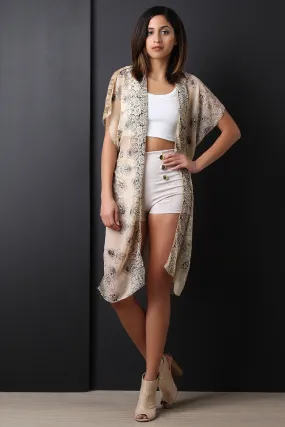 Lace Back Chiffon Longline Kimono