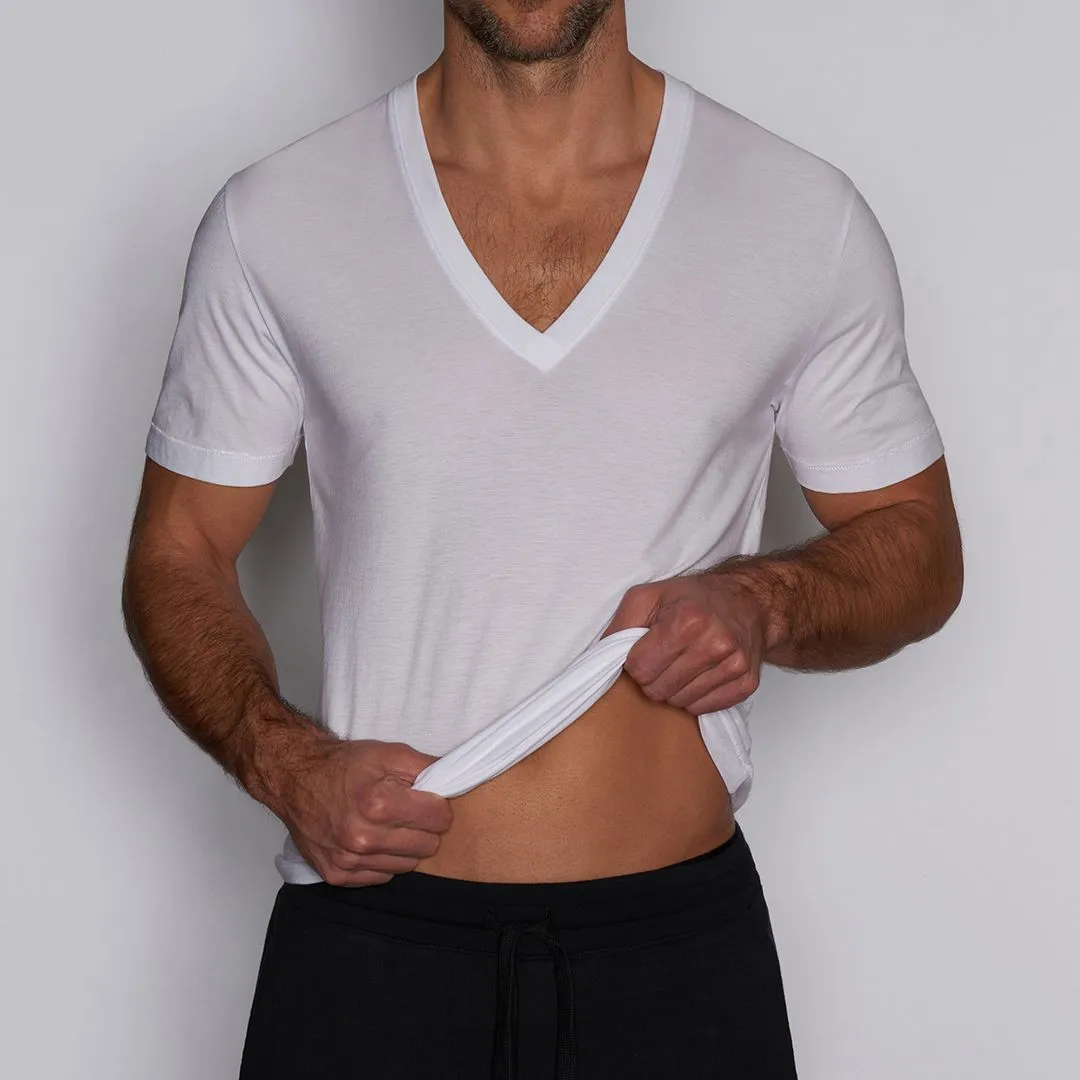 Layers Slim Deep V-Neck T-Shirt White