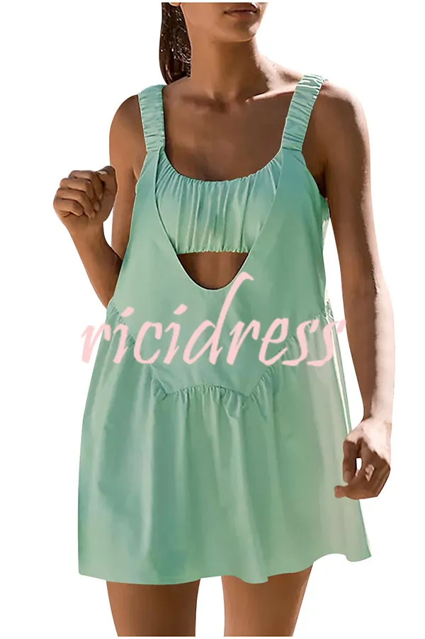 Linen Blend Summer Sporty Sleeveless Backless Mini Dress