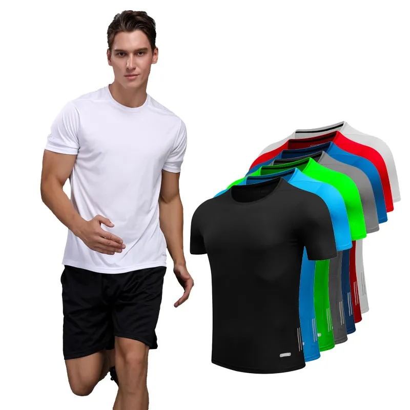 Men Quick Dry T-Shirts Running Slim Fit Tops Tees