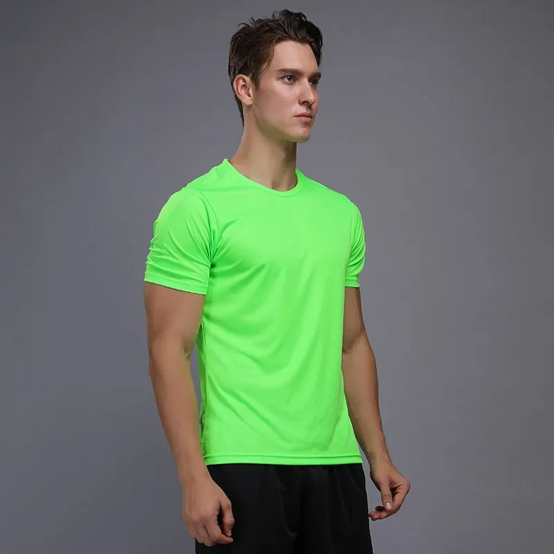 Men Quick Dry T-Shirts Running Slim Fit Tops Tees