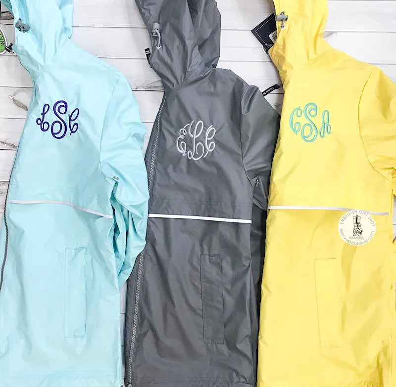 Monogrammed Rain Jacket New England Style Lots Of Colors