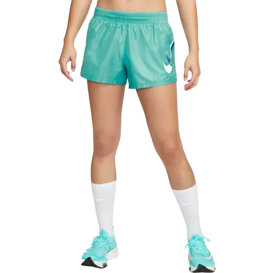 Nike Women's Swoosh Run Shorts - Washed Teal Green / White