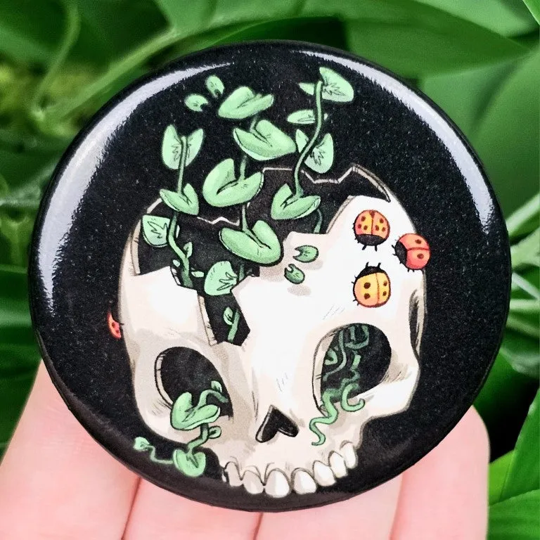 Plant in Skull Button