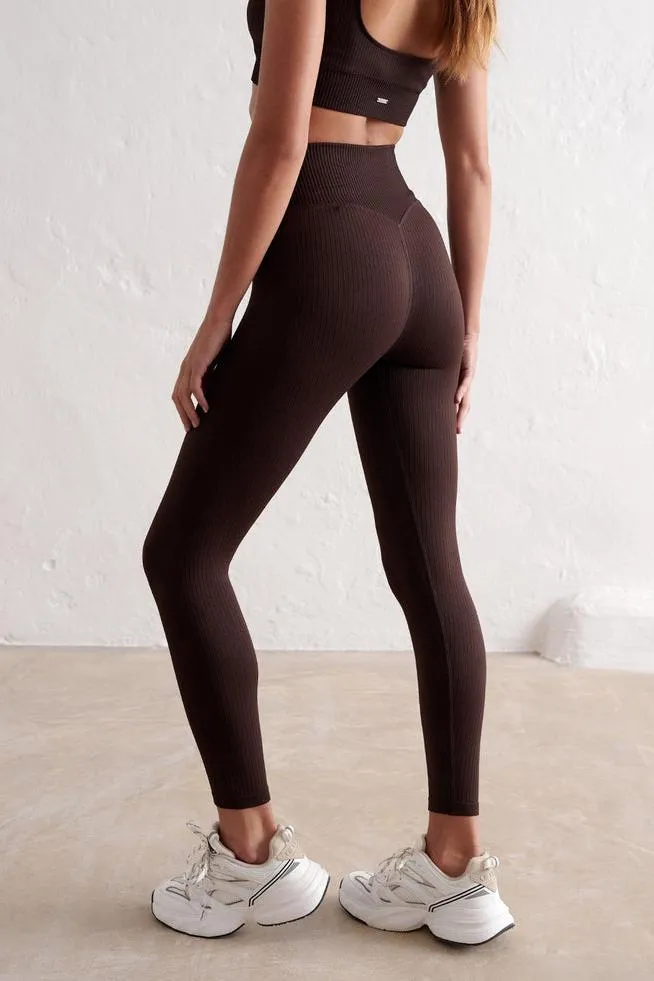 Ribbed Seamless Tights | Cacao