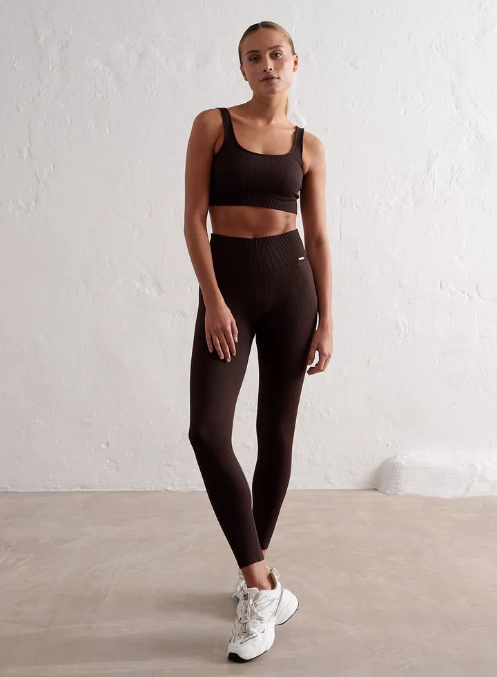 Ribbed Seamless Tights | Cacao