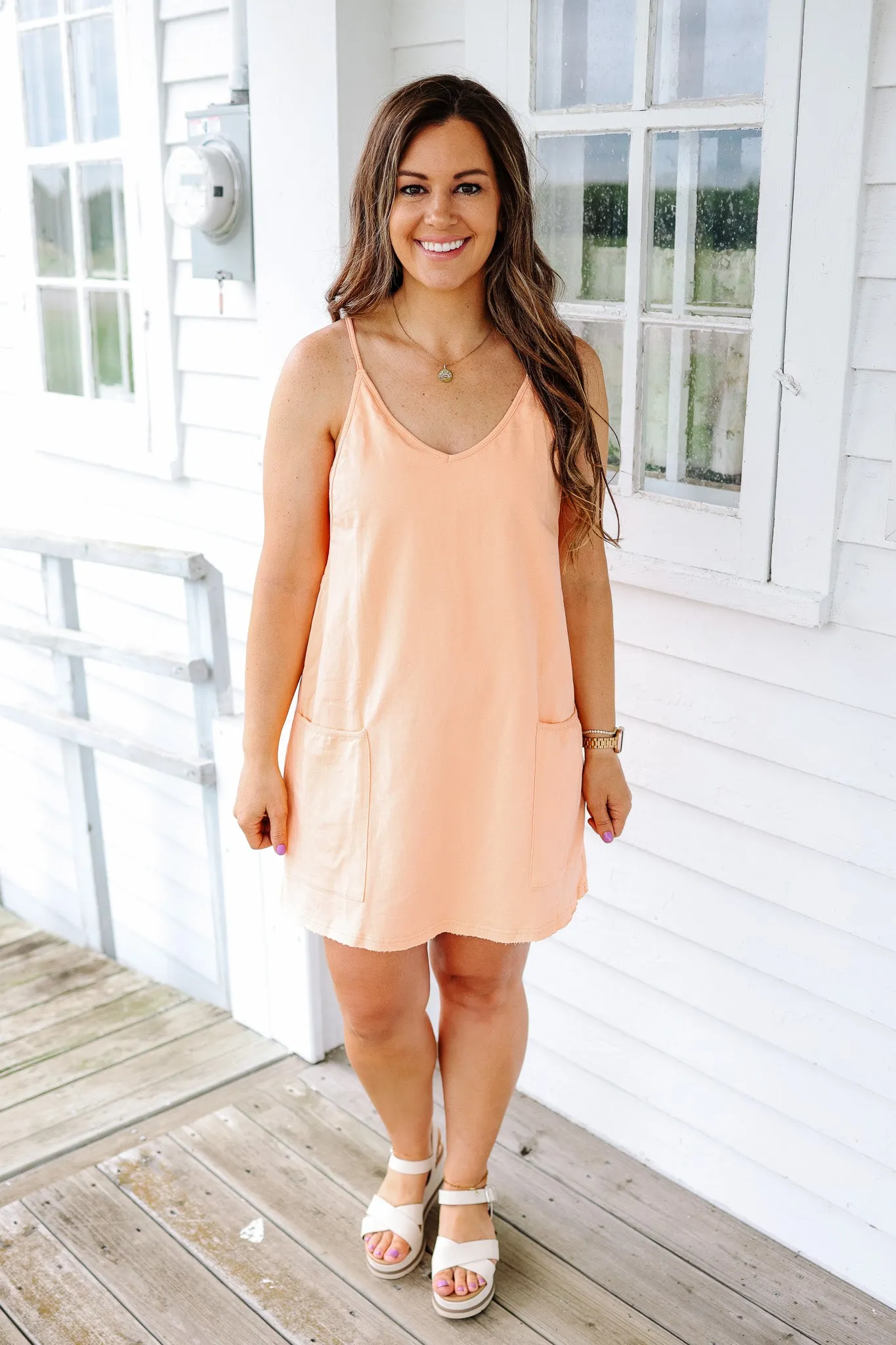 Sporty Romper Dress - Peach