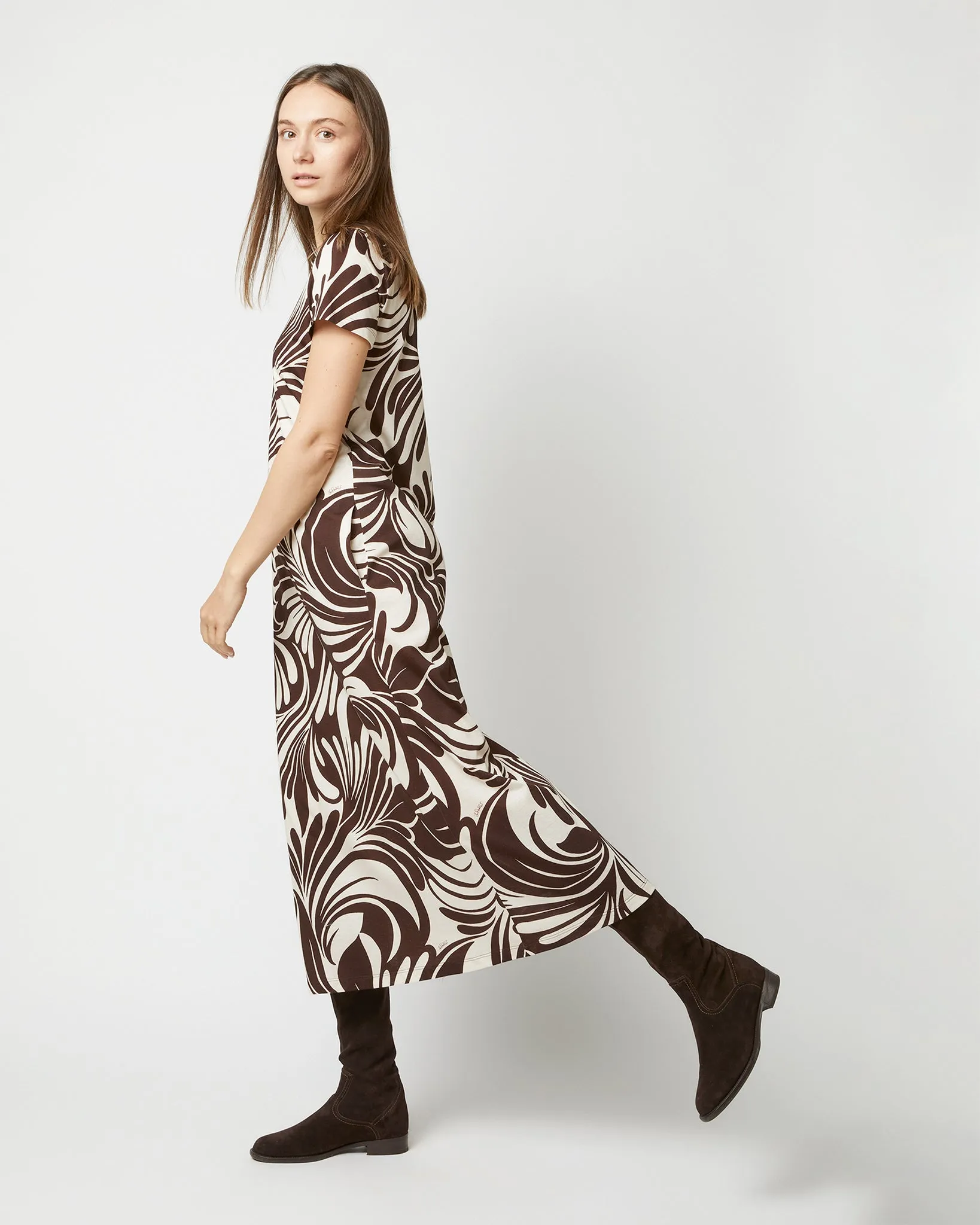 Sporty Swing Dress in Watermarble Jersey