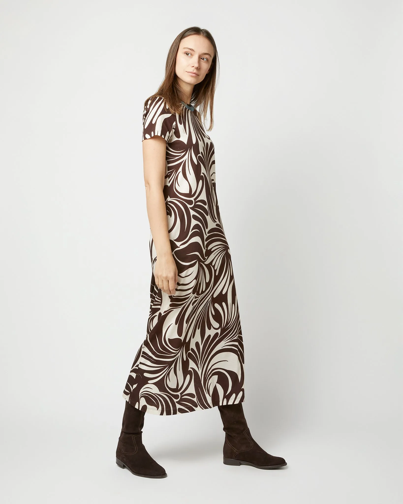 Sporty Swing Dress in Watermarble Jersey