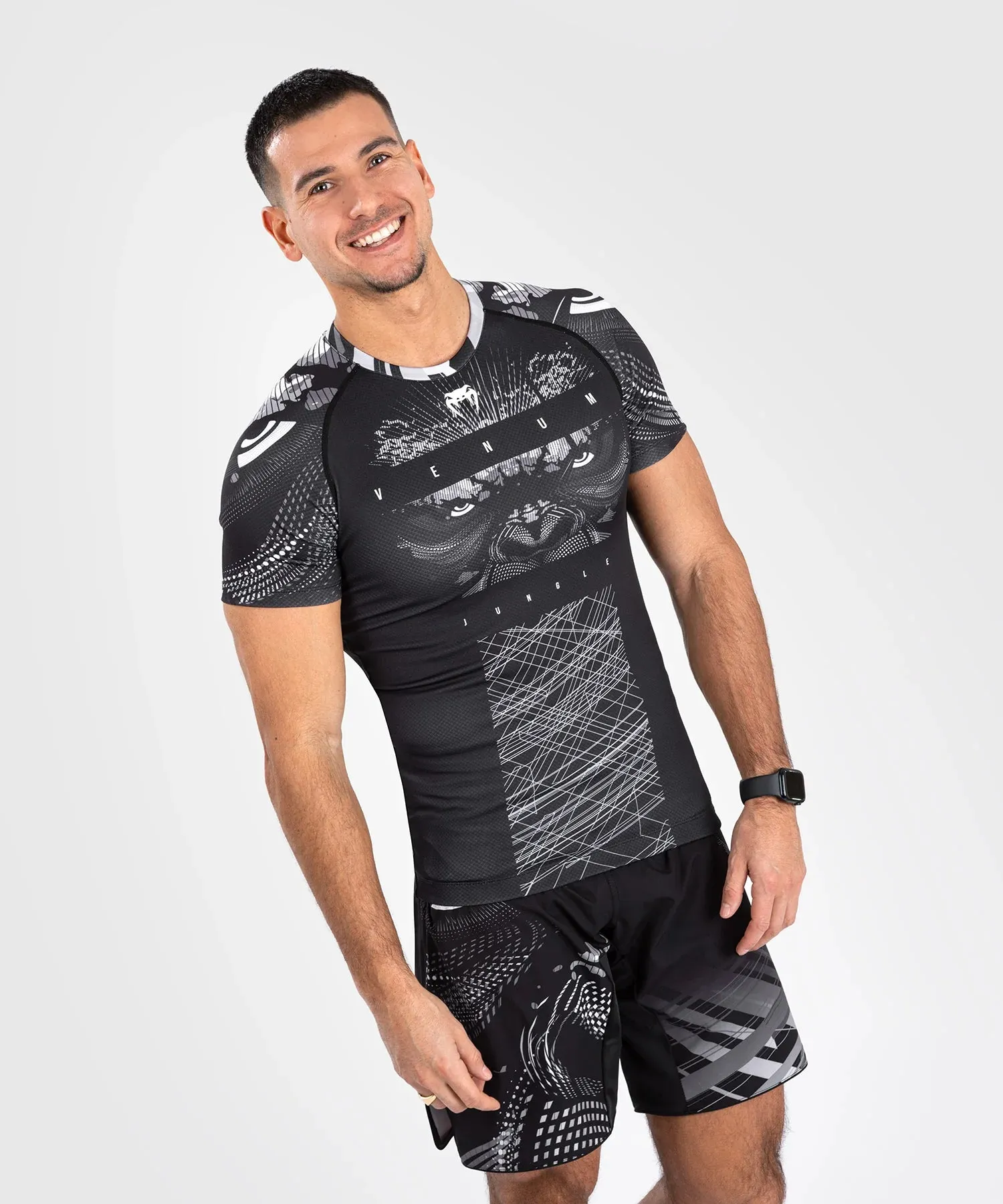 Venum-05077-108 Gorilla Jungle Short-Sleeve Rashguard Compression T-shirt M-L Black White