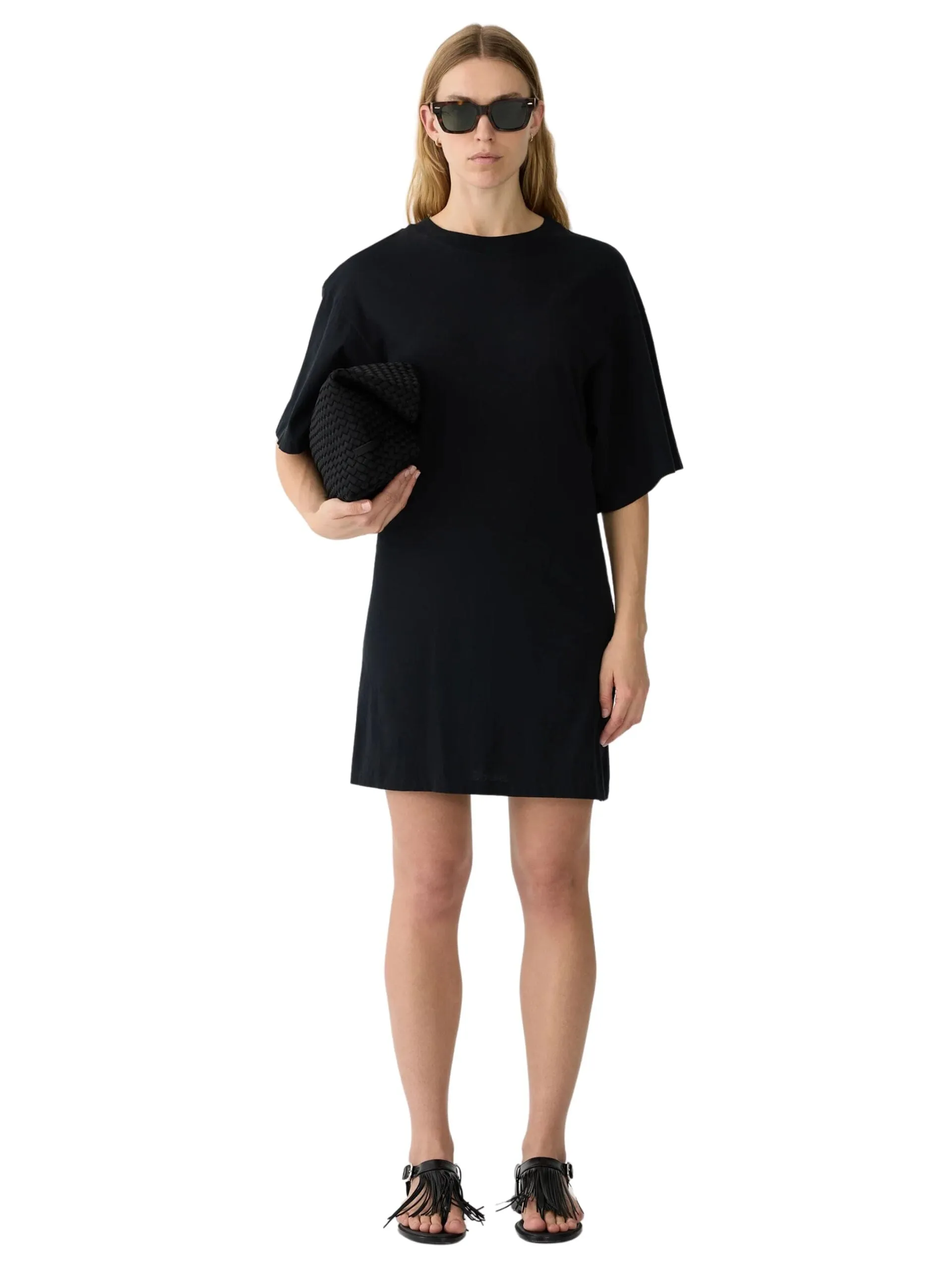 Waisted Short Sleeve Tennis Dress / Black