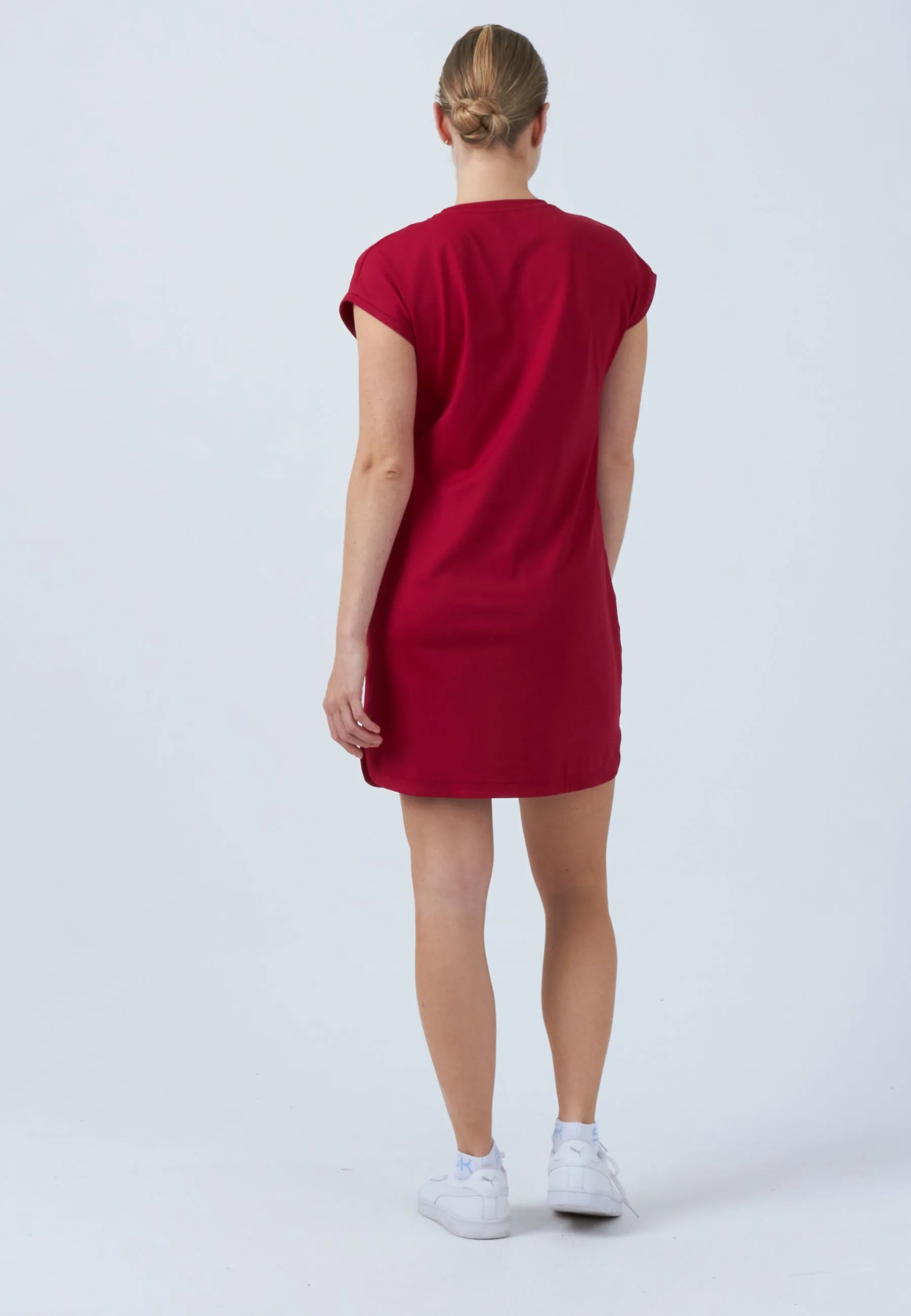 Women Tennis Dress loose-fit with pockets, bordeaux red