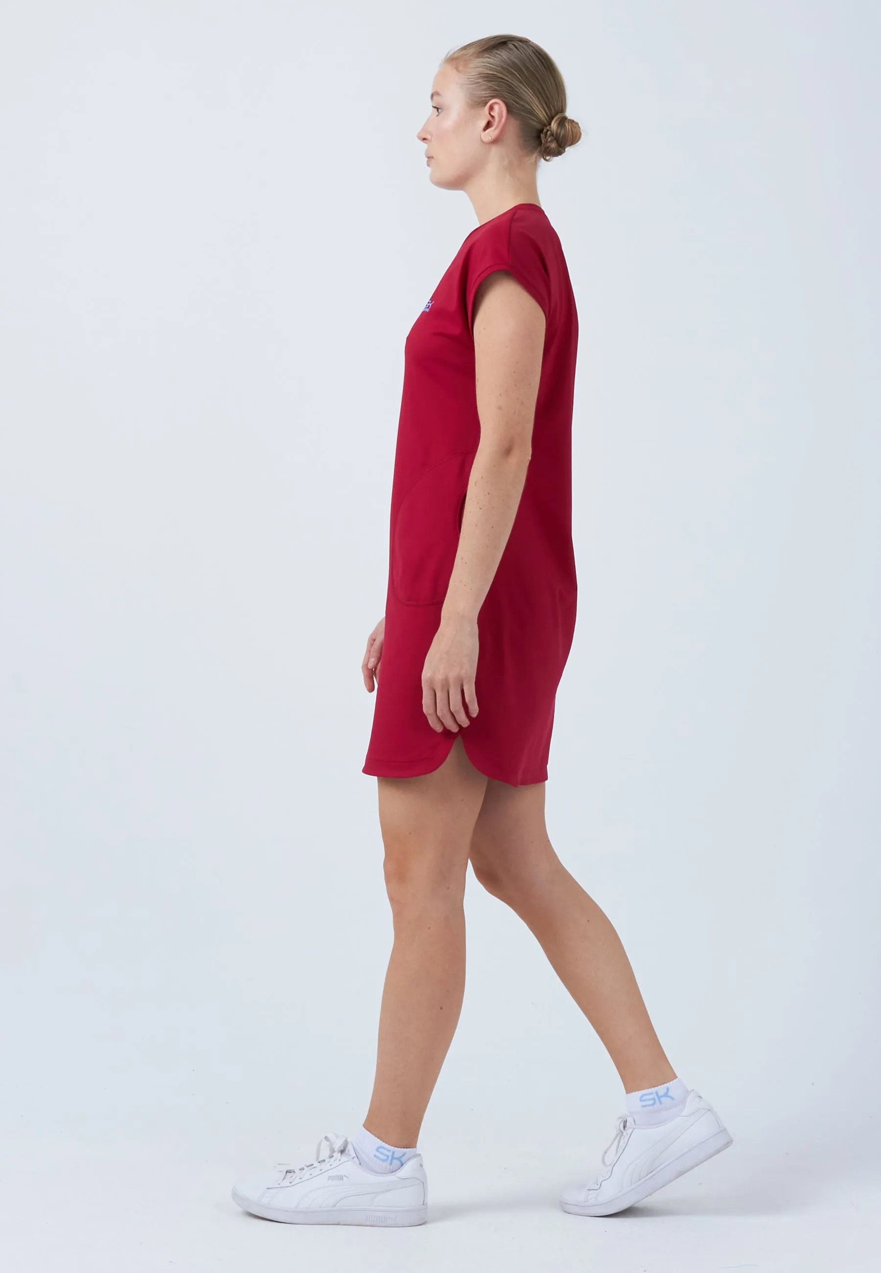 Women Tennis Dress loose-fit with pockets, bordeaux red