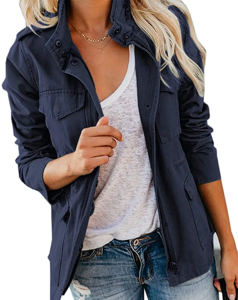 Womens  Sleeveless  Utility Zip Up Lightweight Coat