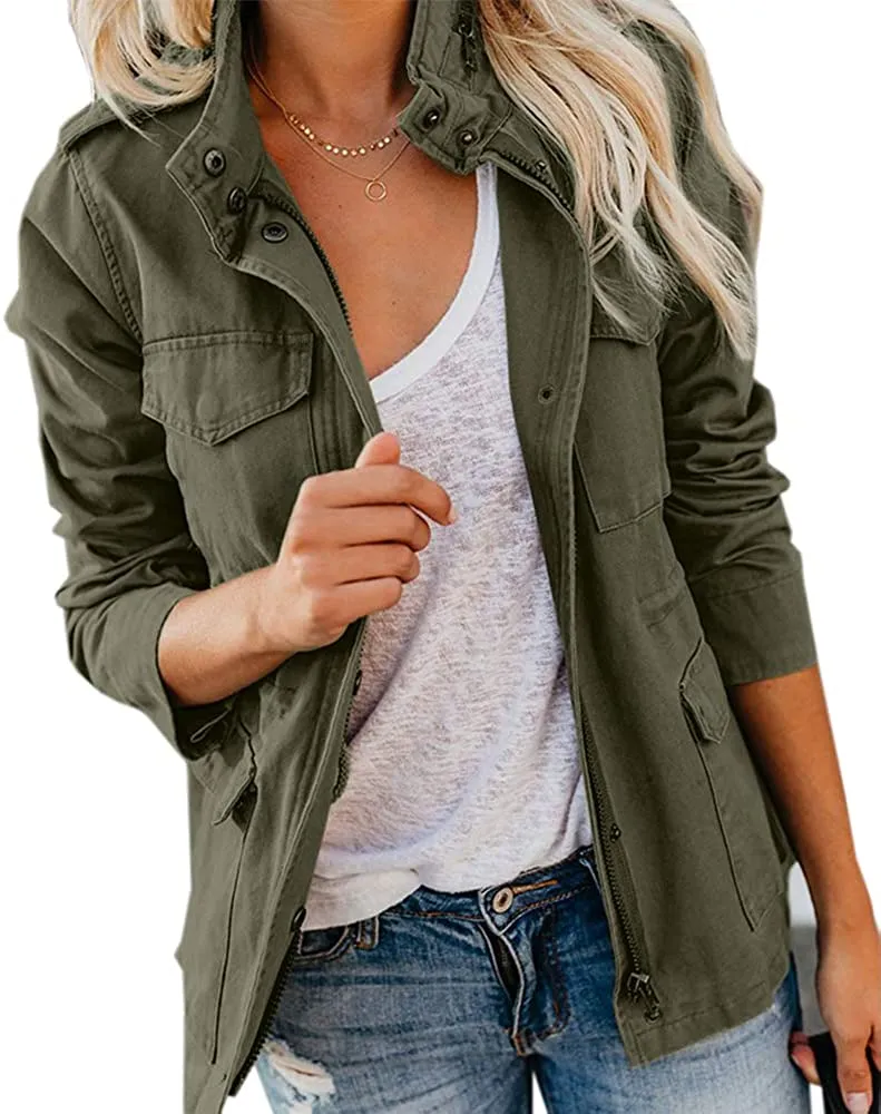 Womens  Sleeveless  Utility Zip Up Lightweight Coat